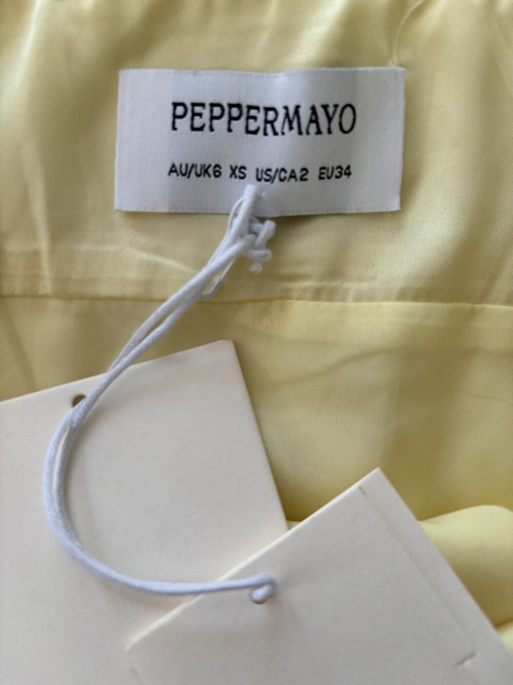 PepperMayo Odette Satin Mini Dress - Yellow Size 2 NEW WITH TAGS - Picture 4 of 7